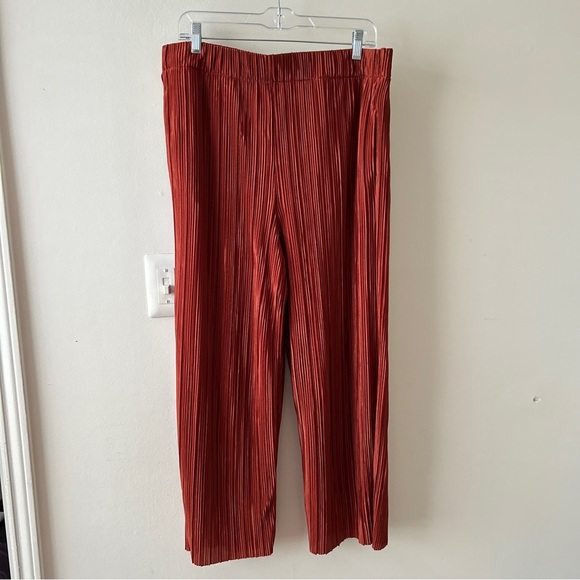 Nine West Rust Pleated Wide-Leg Crop Pants | Size L | NWOT - Picture 2 of 5